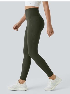 NWT HALARA High-Waist Olive Green Pocket Leggings